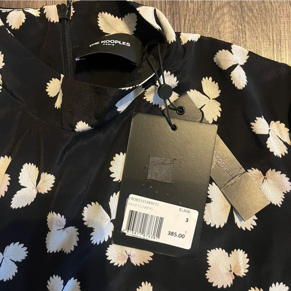 The Kooples Black and White Patterned Mini Dress - Picture 3 of 5